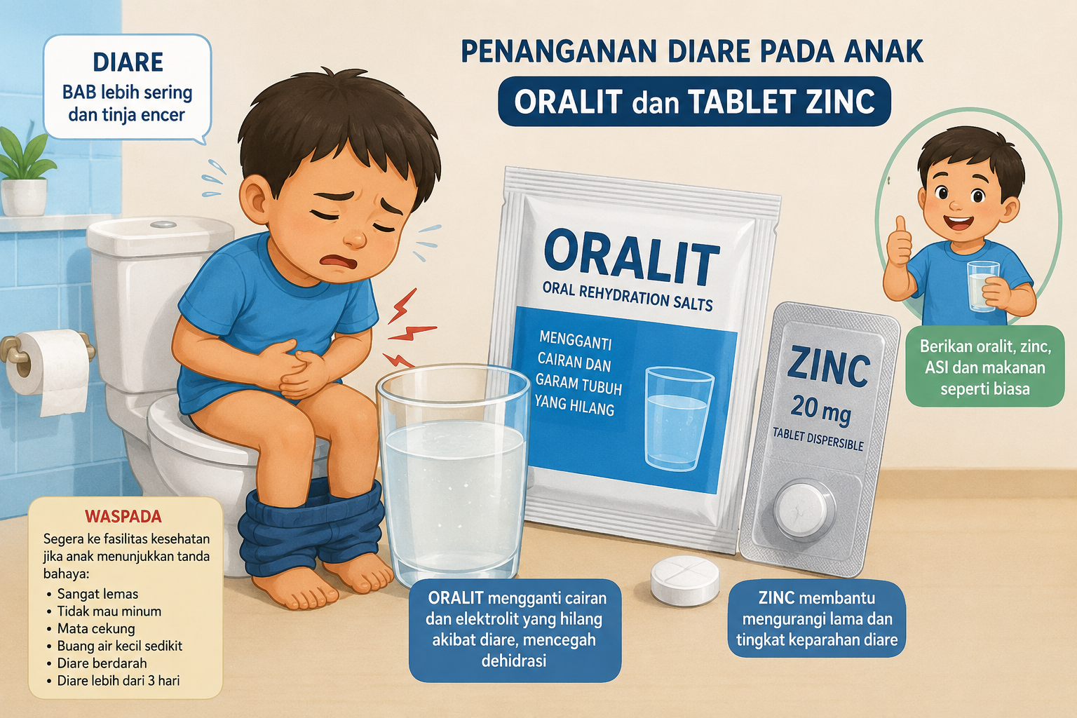 Kenapa Anak Harus Diberi Oralit dan Tablet Zinc saat Diare? Apakah Itu Obat Diare?