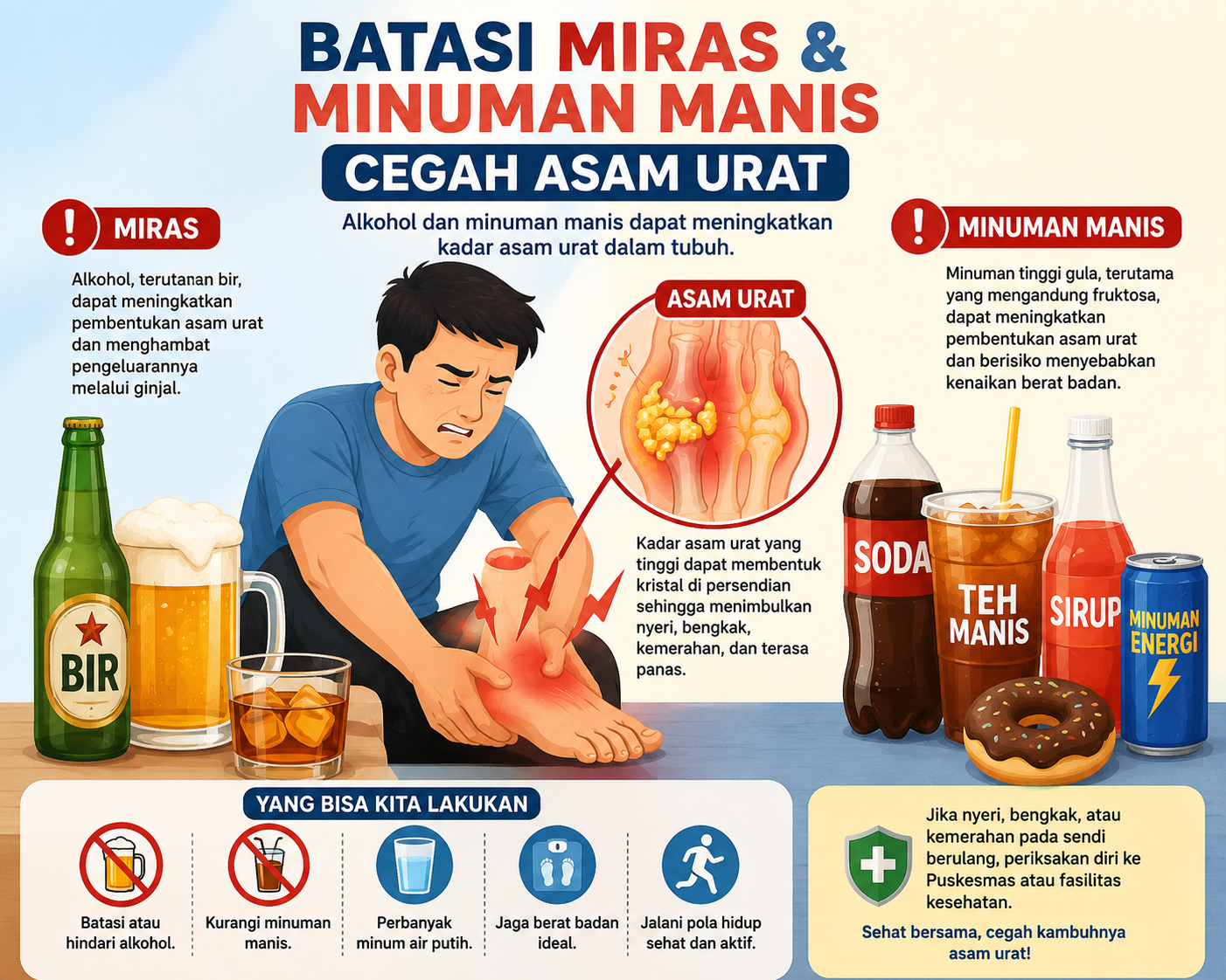 Alkohol dan Minuman Manis Dapat Meningkatkan Kadar Asam Urat